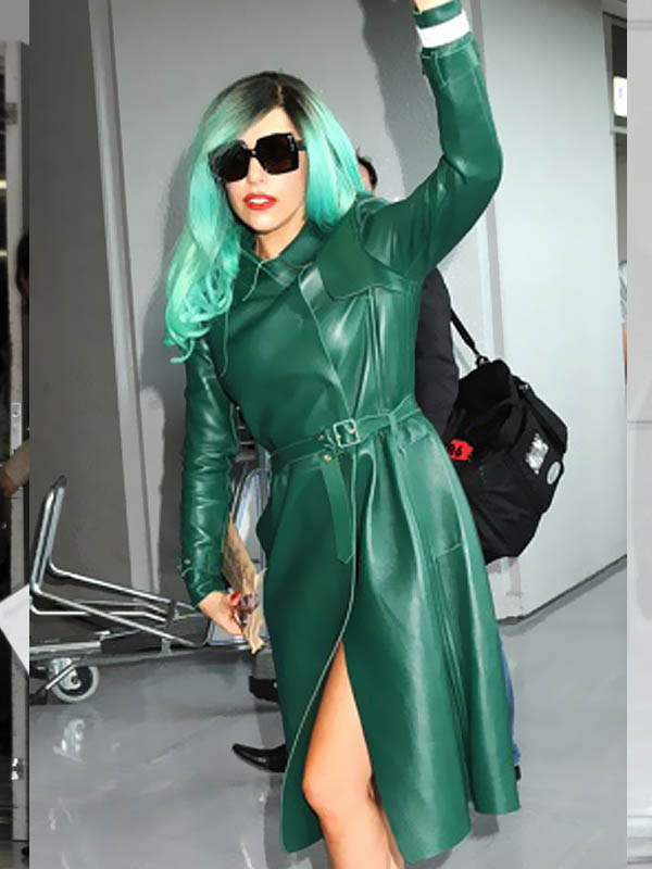 Super Marvelous Lady Gaga Green Trench Coats