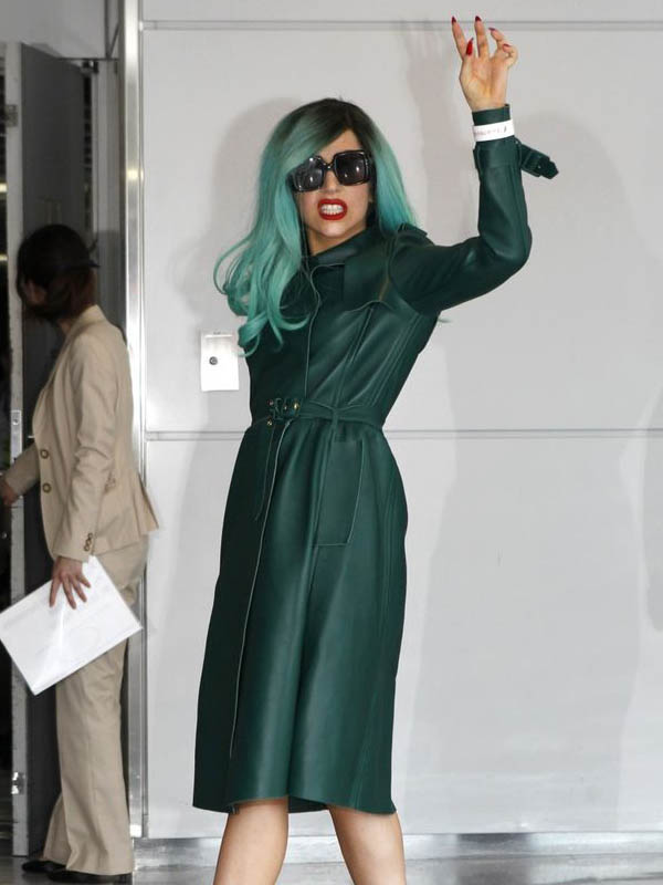 Super Marvelous Lady Gaga Green Trench Coats