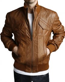 4 Pockets Slim Fit Bomber Leather Jacket