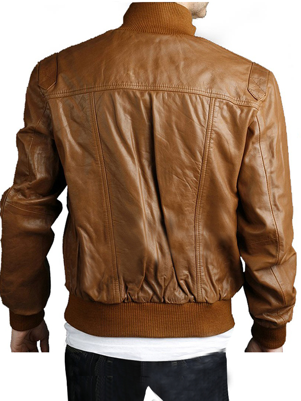 4 Pockets Slim Fit Bomber Leather Jacket