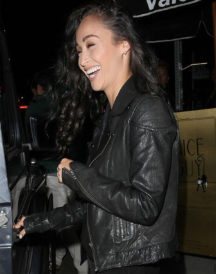 Ashley Madekwe Double Black Leather Jacket Ashley Madekwe Double Black Leather Jacket