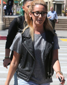 Ashley Tisdale Trendy Black Leather Vest Ashley Tisdale Trendy Black Leather Vest