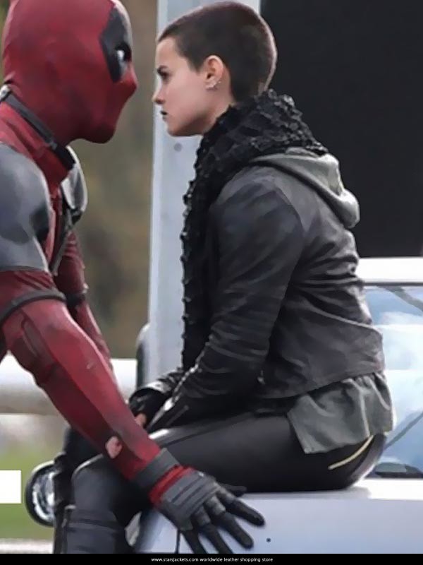 Brianna Hildebrand Deadpool 2016 Black Leather Jackets