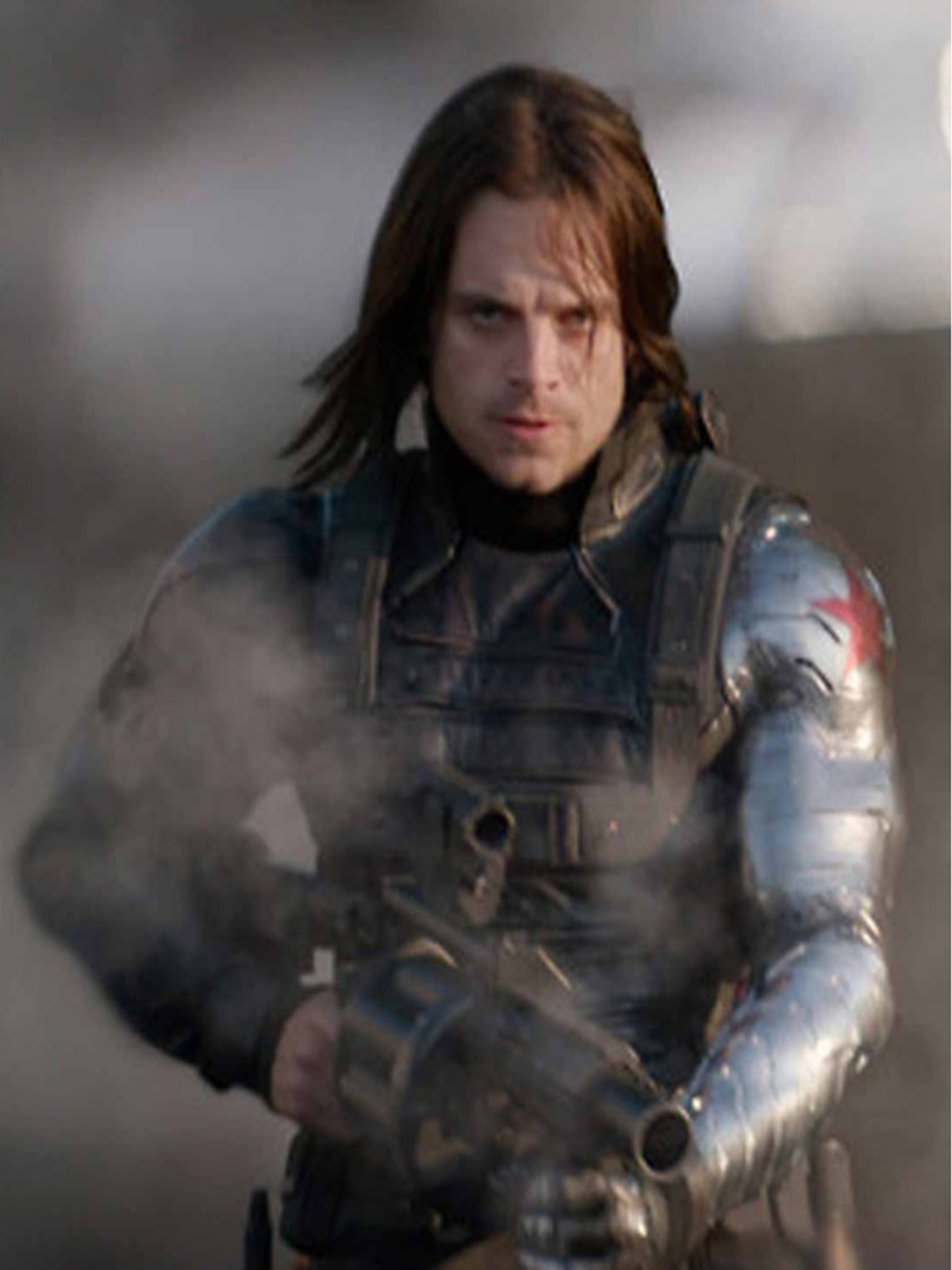 Bucky Barnes Winter Soldier Jacket With Silver Sleeve.