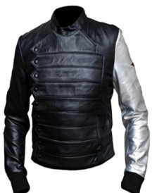 Bucky Barnes Winter Soldier Black Jacket With Silver Sleeve