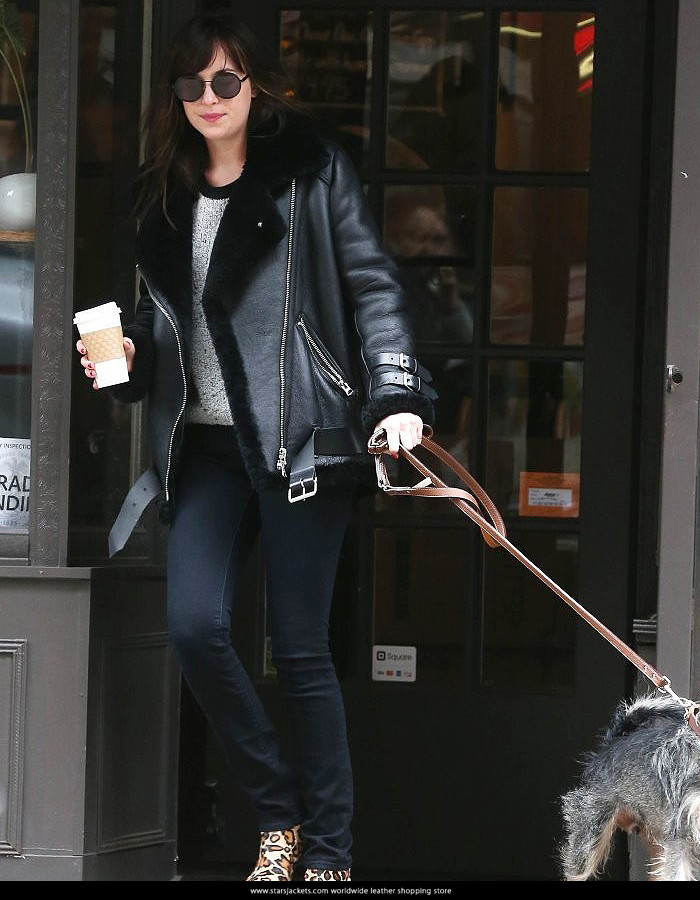 Dakota Johnson Black Leather Jacket