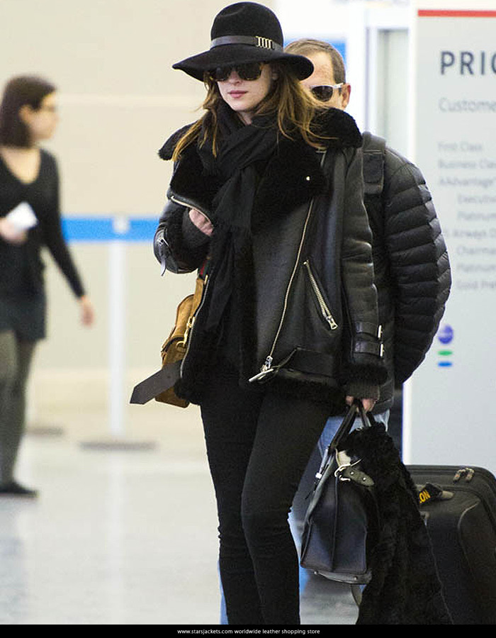 Dakota Johnson Black Leather Jacket