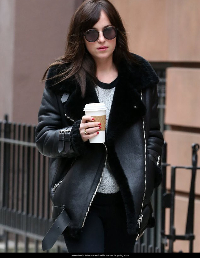 Dakota Johnson Black Leather Jacket