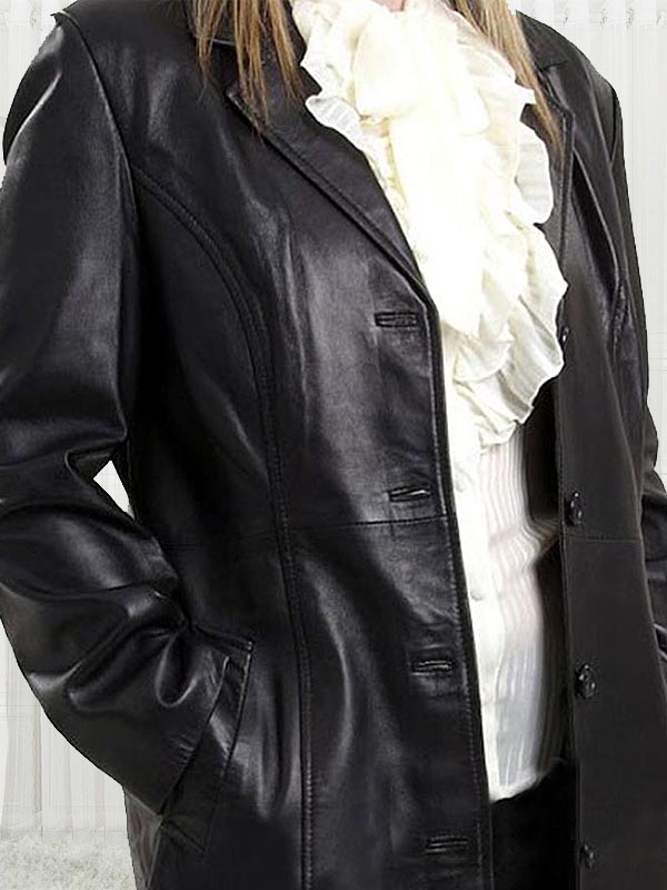 Margot Australian Movie Actress Robbie Leather Coat