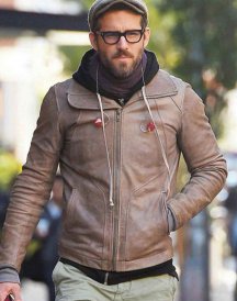 Ryan Reynolds Motorcycle Brown Leather Jacket