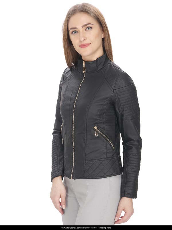 Black Leather Jacket For Women - Stars Jackets