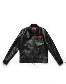 Jaebum wearing 17SS red rose Leather Jacket.