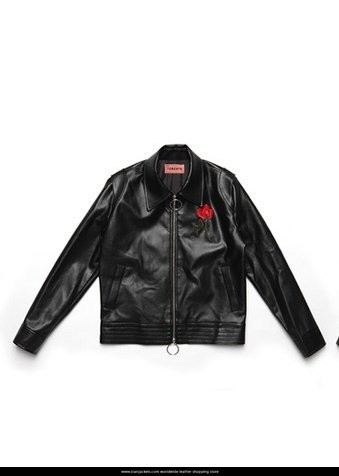 Jaebum wearing 17SS red rose Leather Jacket.