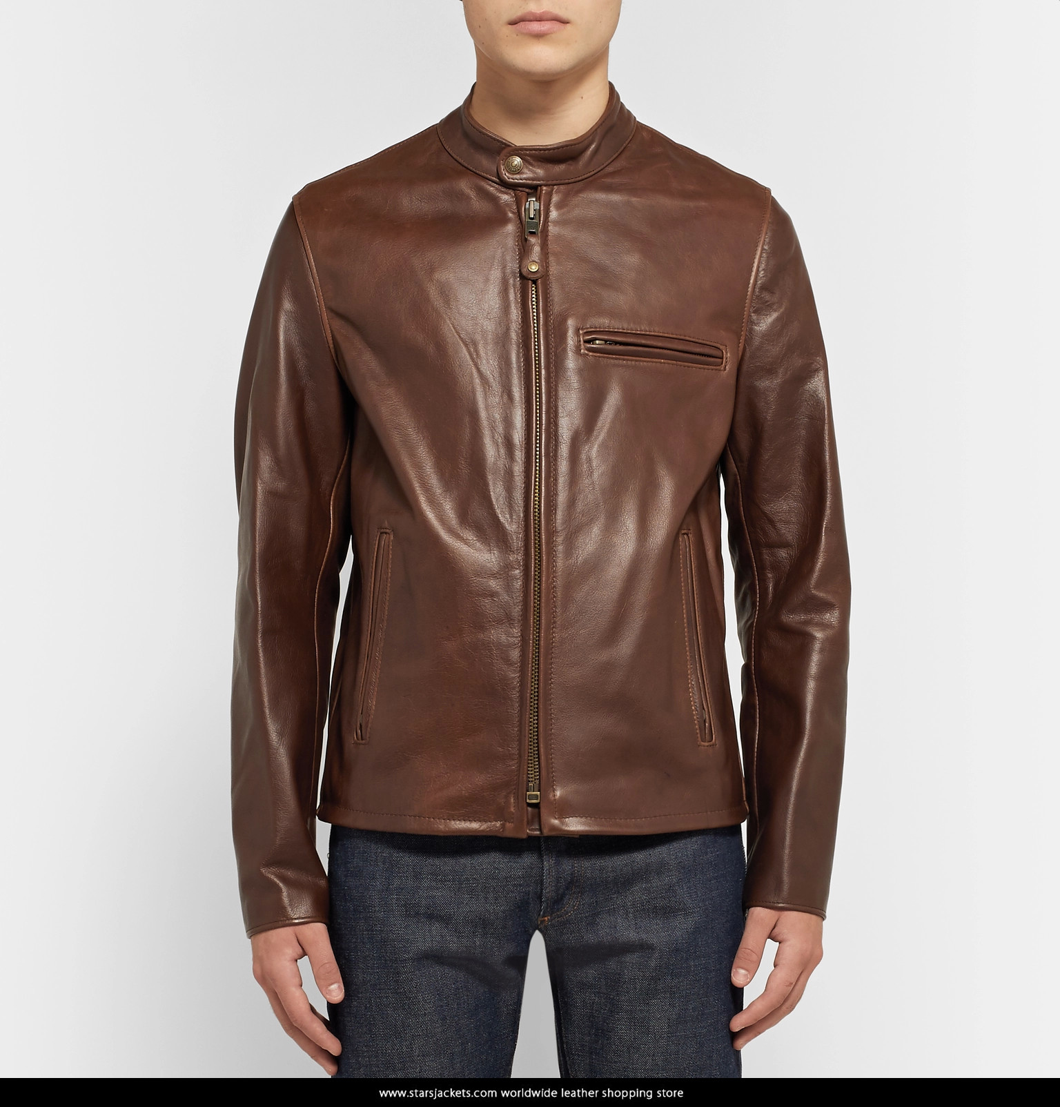 Richa Cafe Leather Motorcycle Jacket Black Mens Biker Café
