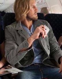 matt Barr for the cast layover in black Leather Jackets