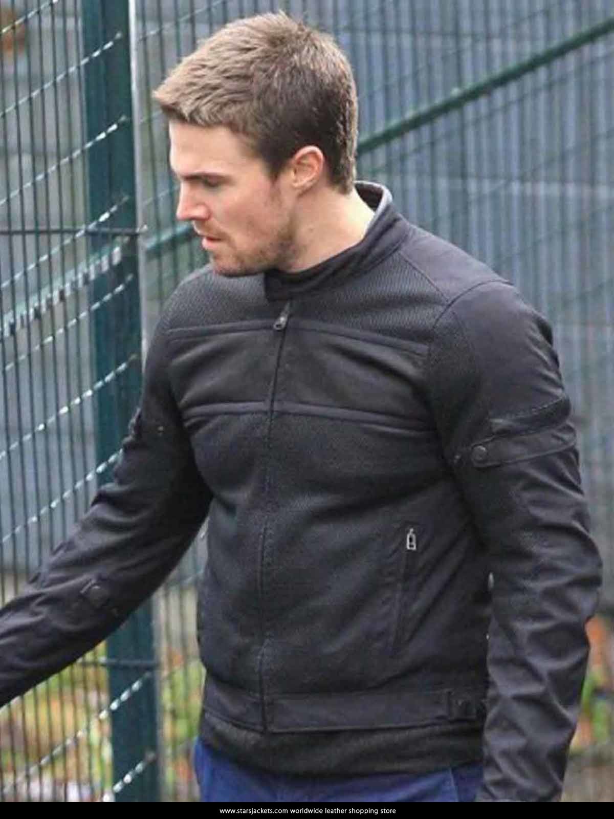 Oliver Queen Arrow Stephen Leather Jacket