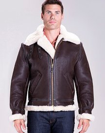 Classic B-3 Sheepskin Leather Bomber Brown Jacket