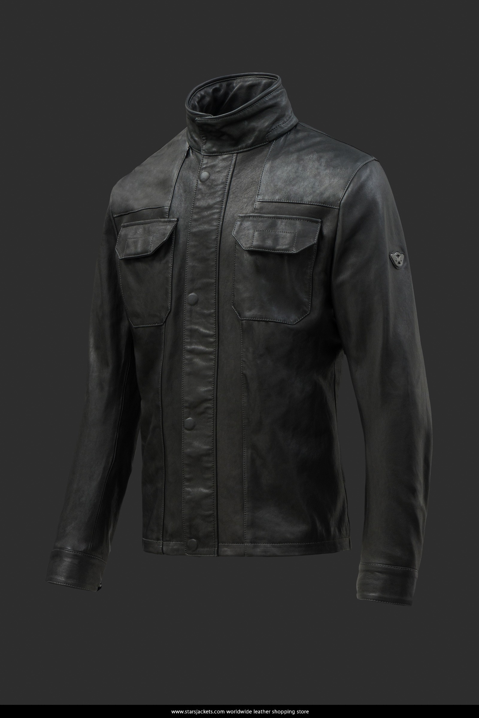 Falcon Black Leather Jacket for Man