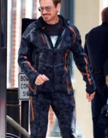avenger infinity war tony stark brown black and red color leather jacket