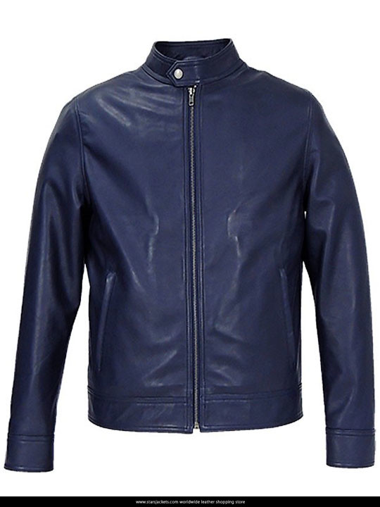 Ionic Navy Blue Biker Leather Jacket Stars Jackets Ionic Navy Blue Biker Leather Jacket
