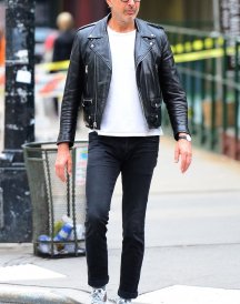 Jeff Goldblum Black leather Biker Jacket