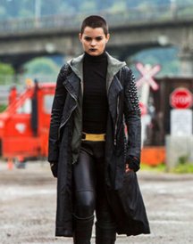 Brianna Hildebrand Black Leather Coat in Deadpool 2