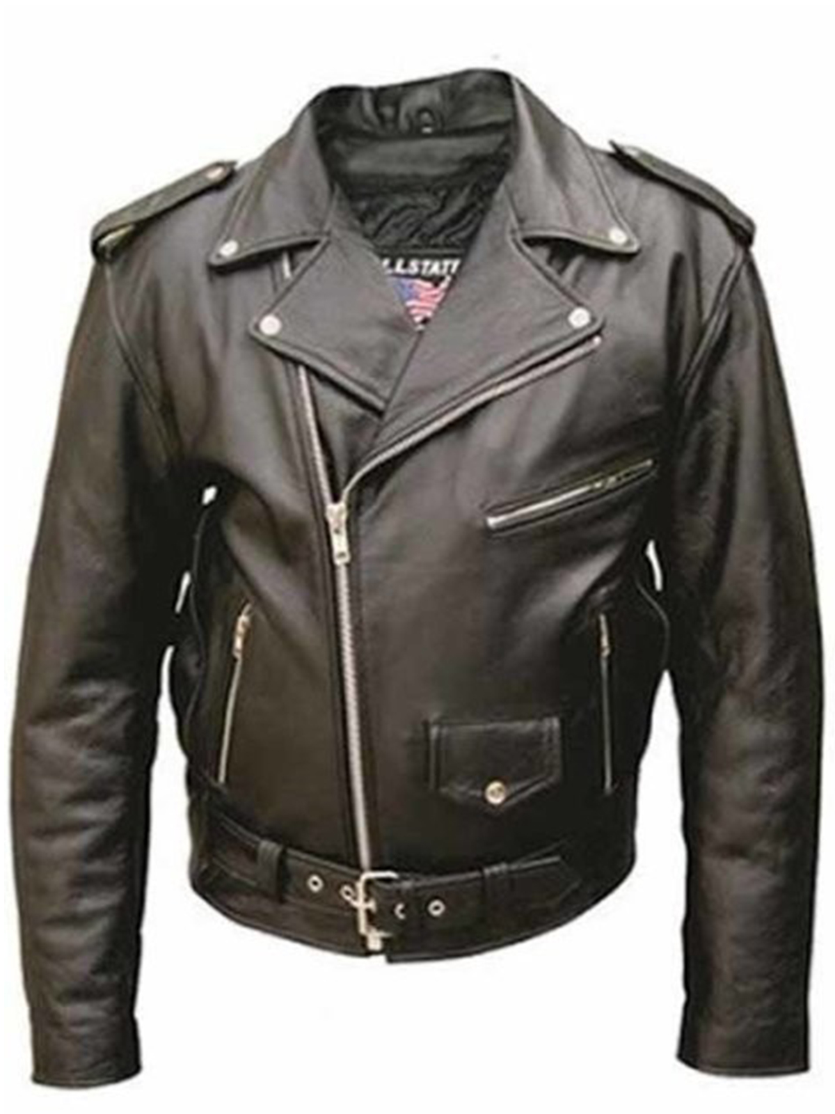 American Flag Black Biker Leather Jacket