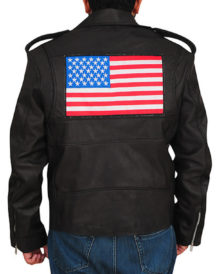 American Flag Black Biker Jacket American Flag Black Biker Jacket