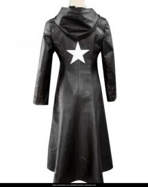 Rock Shooter Black Leather Trench Coat1