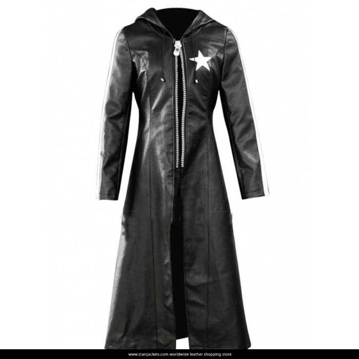 Rock Shooter Black Leather Trench Coat1