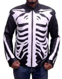 Skeleton Sketch Men’s Black Motorcycle Jacket