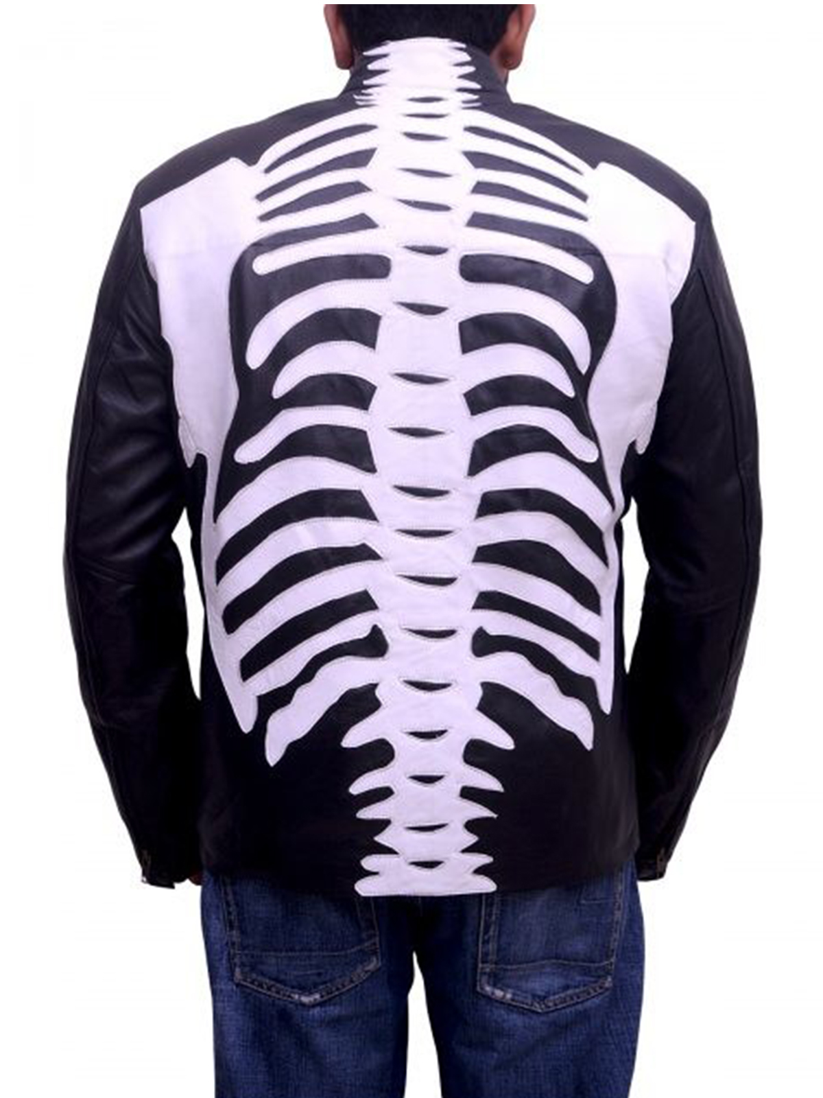 Skeleton Sketch Men’s Black Motorcycle Jacket