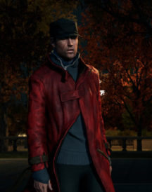 Aiden Pearce Watch Dogs Red Long Leather Coat Aiden Pearce Watch Dogs Red Long Leather Coat