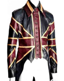 UK Flag Vintage Union Jack Tail Leather Coat