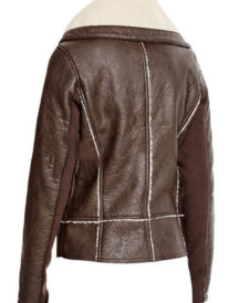 Vegan Leather Jacket With Sherpa Collar