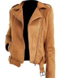 Women Brown Silver Leather Jacket