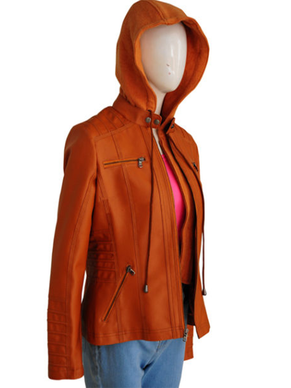Women’s Removable Hooded Brown Jacket
