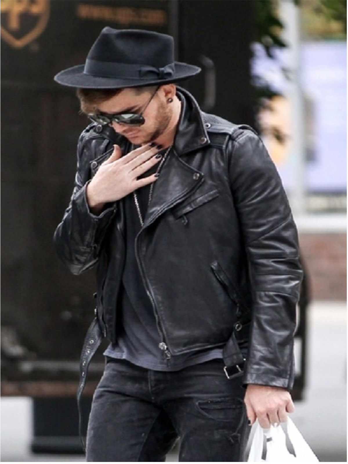 Adam Lambert Biker Black Leather Jacket