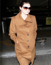 Alexandra Daddario Brown Coat