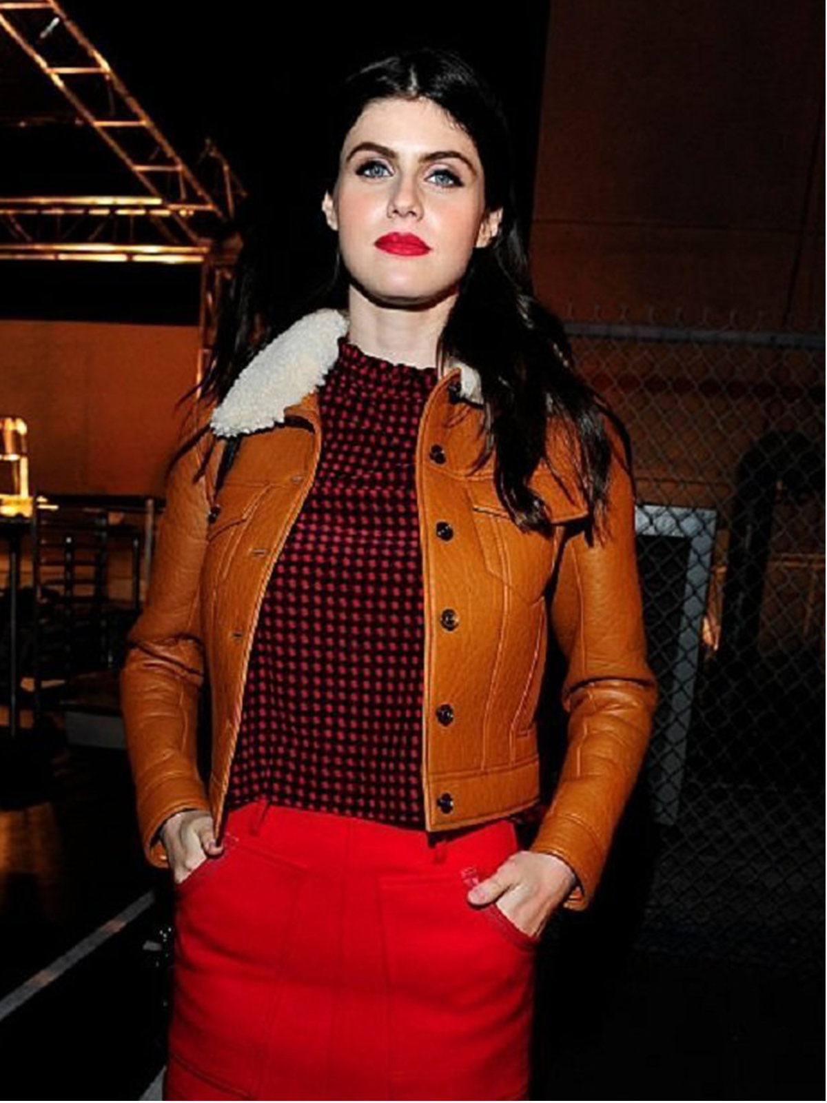 Alexandra Daddario Leather Jacket