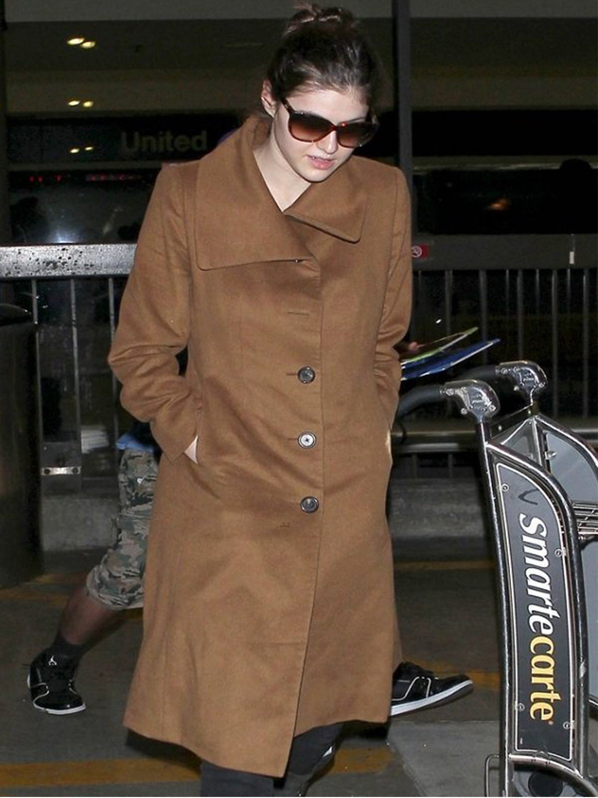 Alexandra Daddario Brown Coat