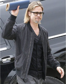 American Actor Brad Pitt Bomber Cotton Jacket
