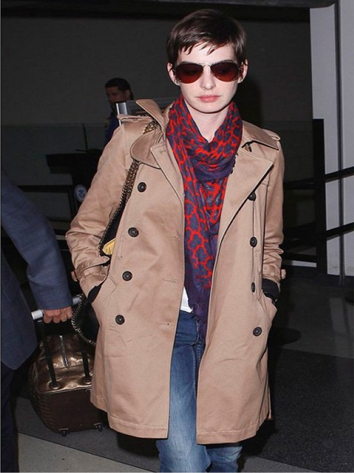 Anne Hathaway Double Breasted Trench Coat
