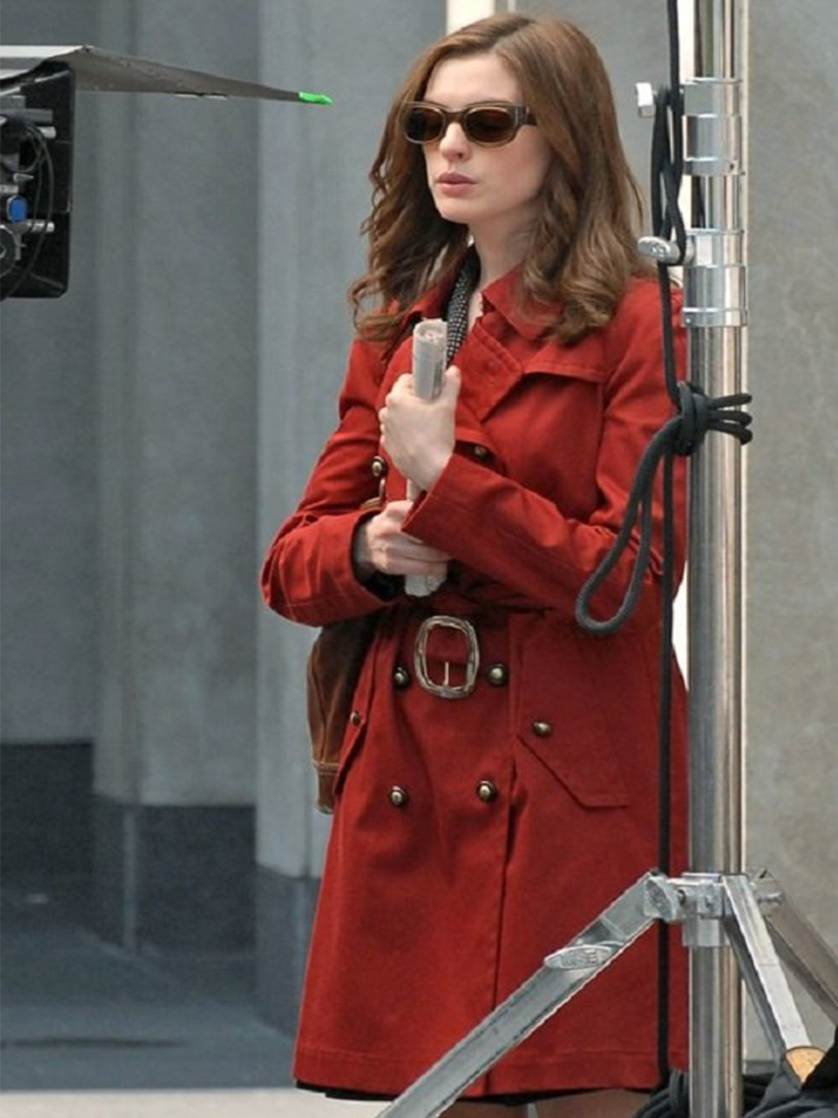 Anne Hathaway Street Wear Red Coat