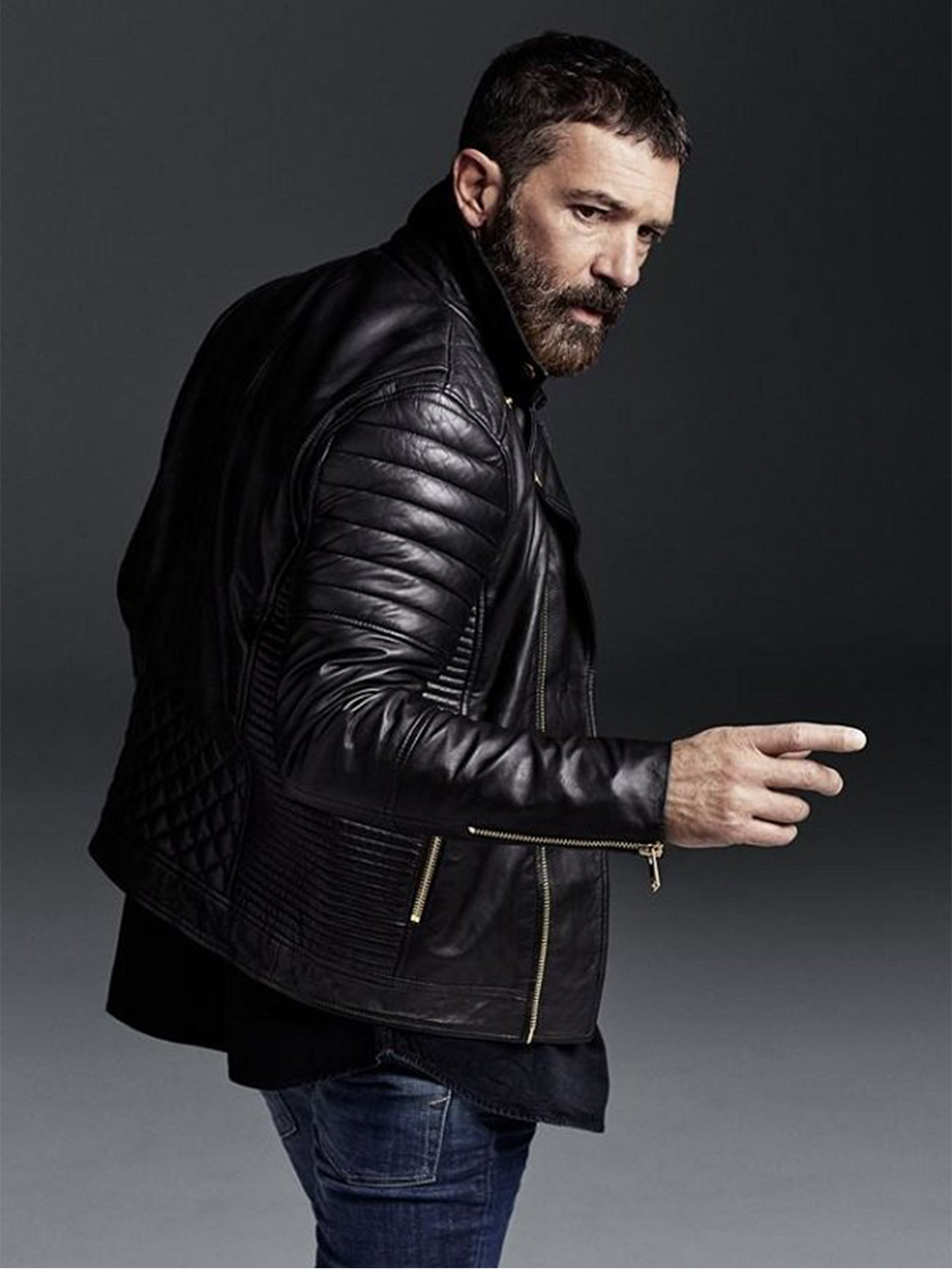 Antonio Banderas Padded Design Motorcycle Jacket