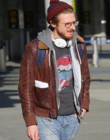 Arthur Darvill Bomber Fur Brown Leather Jacket