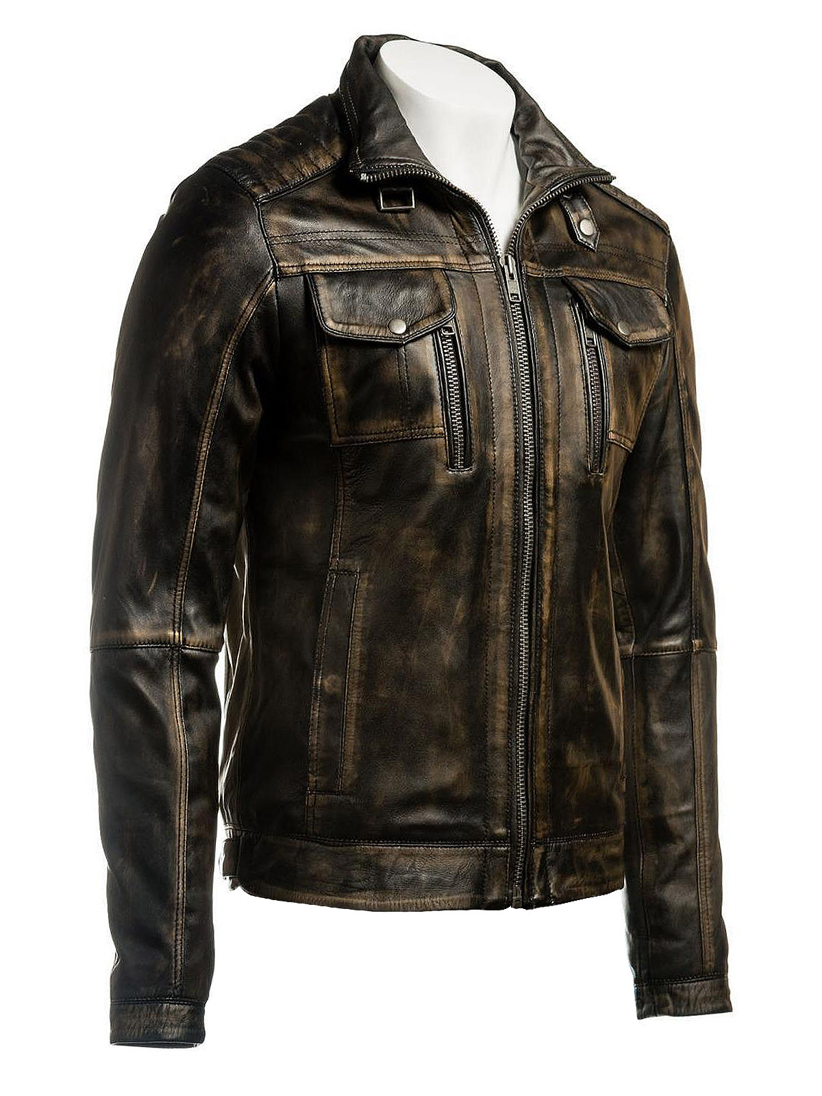 Men Vintage Biker Leather Jacket