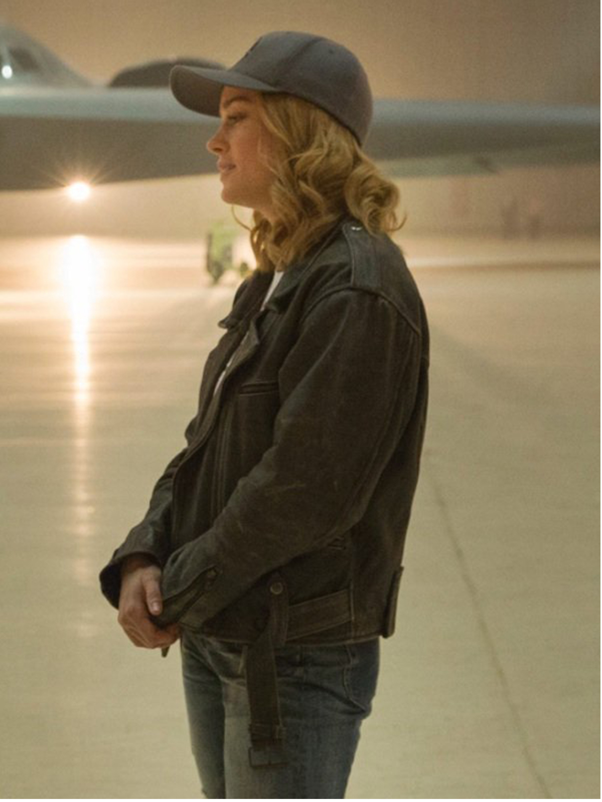 Brie Larson Distressed Leather Jacket