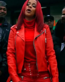 Cardi B Red Barz Leather Jacket