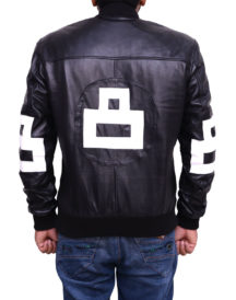 Mens 8 Ball Bomber Supreme Leather Black Jacket